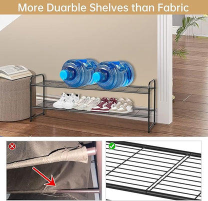 KEETDY 2-Tier Long Shoe Rack for Closet Metal Shoe Organizer for Entryway - Image 4