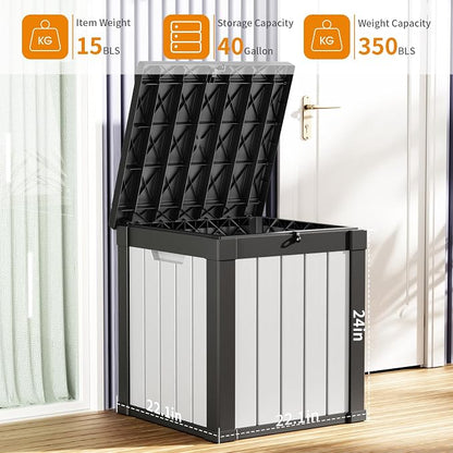 40 Gallon Resin Deck Box, Lockable Patio Outdoor Storage Box - Image 4