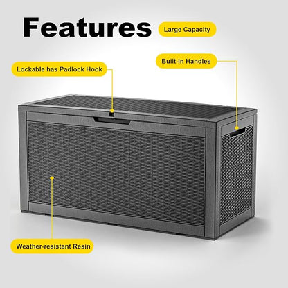 100 Gallon Deck Box, Resin Outdoor Storage Box - Image 7