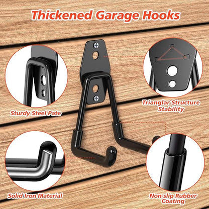 40 Pack Heavy Duty Garage Hooks, Solid Steel Wall Mount Hangers, - Image 3