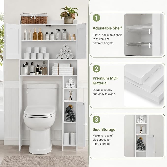 Homhedy Wooden Over The Toilet Storage Cabinet - Image 4