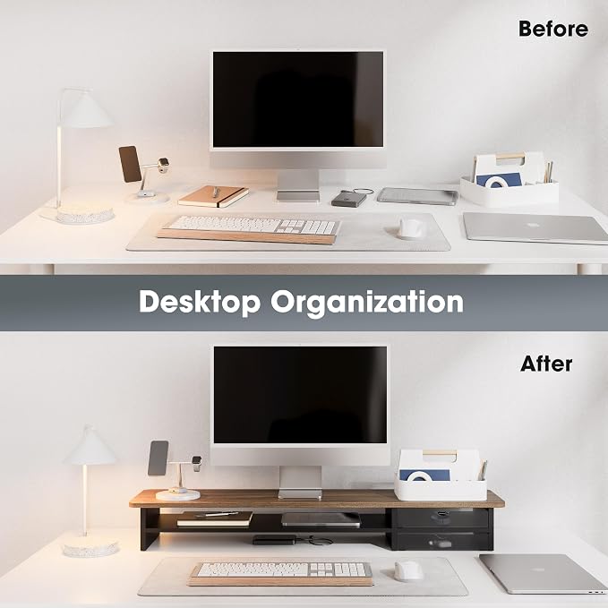 Fenge Monitor Stand, Dual Monitor Riser, 42.5inch Large Desk Computer Monitor - Image 6