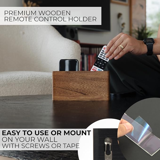 KIBAGA Premium Wooden Remote Control Holder - Image 3