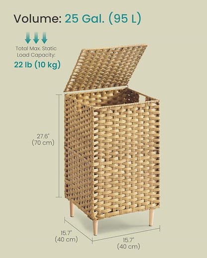 SONGMICS Laundry Hamper with Lid, 25 Gal PE Rattan Laundry Basket with - Image 7