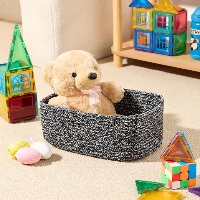 Small Storage Baskets for Organizing | Closet Organizer Bins | Shelf Toy Basket - Image 4
