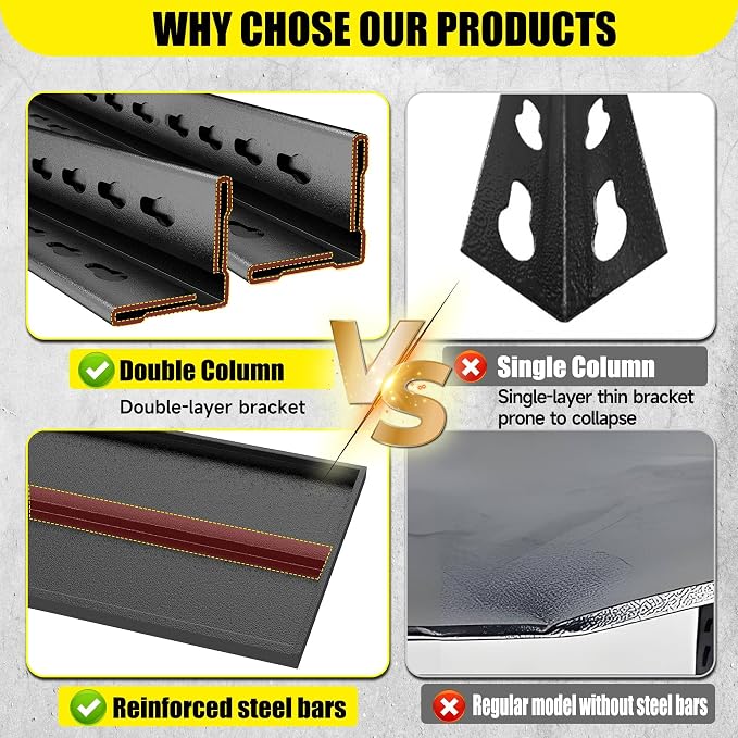 Storage Shelves, Garage Metal Shelving Unit, Adjustable, Double-Layer Column - Image 4