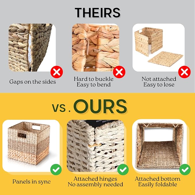11 Inch Cube Storage Bins, Wicker Storage Baskets - Image 6