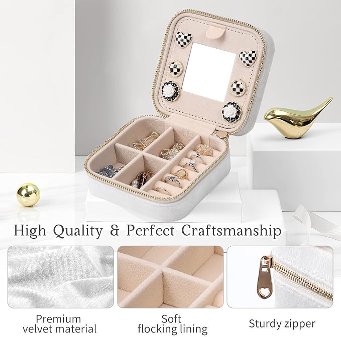 Dajasan Velvet Jewelry Box, Mini Travel Jewelry Case, Portable Travel Jewelry - Image 5