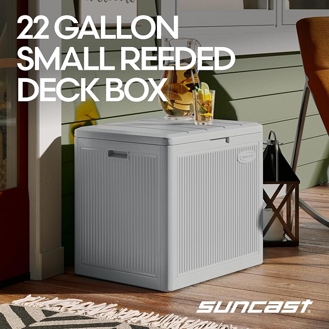 Suncast 22-Gal. Waterproof Resin Small Outdoor Patio Deck Box - Image 2