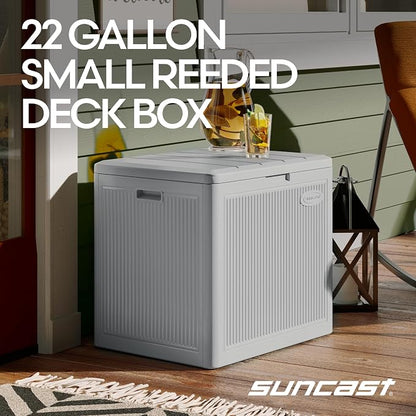 Suncast 22-Gal. Waterproof Resin Small Outdoor Patio Deck Box - Image 2