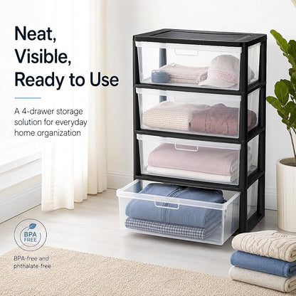 4 Drawer Storage Tower, Wide Plastic Floor Organizer - Image 5