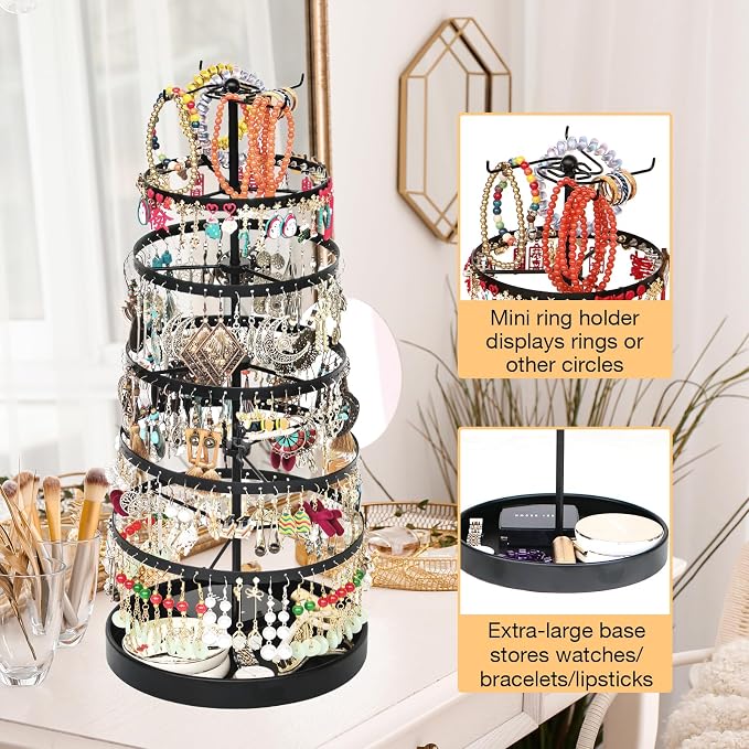 17Dec 6 Tier Rotating Jewelry Organizer Stand, 230 Holes Earring Holder - Image 4