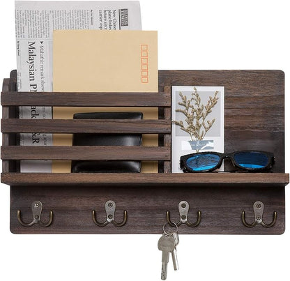 Dahey Wall Mounted Mail Holder Wooden Key Holder Rack Mail Sorter Organizer by Dahey
