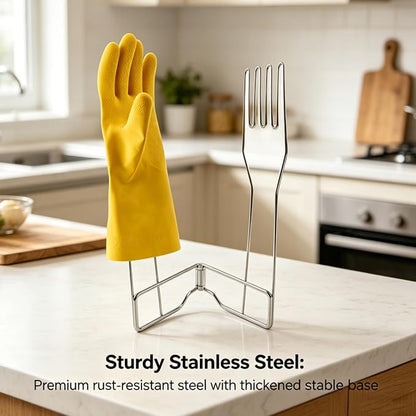 Stainless Steel Glove Holder Collapsible Dish Rack Stand Organizes Dish Gloves - Image 5