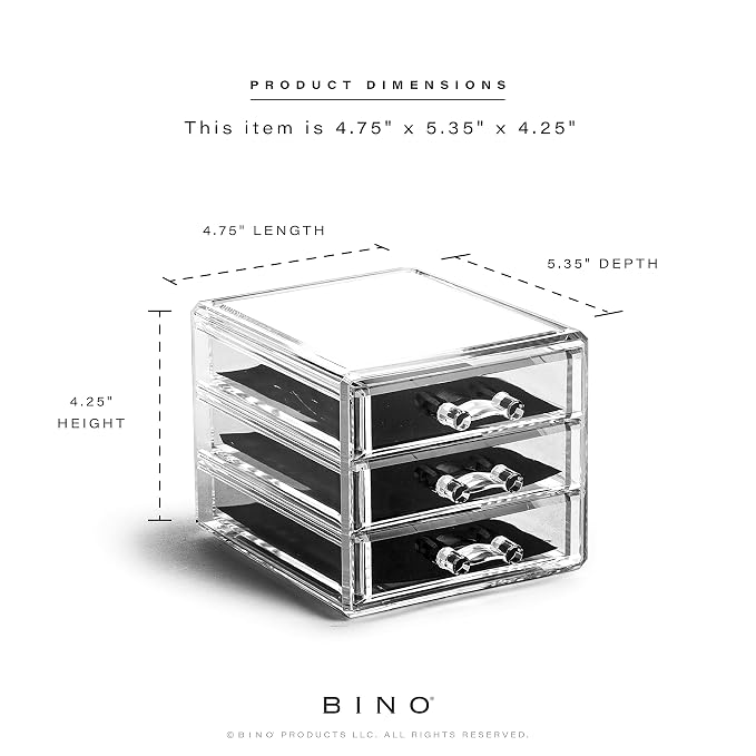 BINO THE MANHATTAN SERIES Acrylic Makeup Drawer Organizer- 3 Drawer Small | - Image 2
