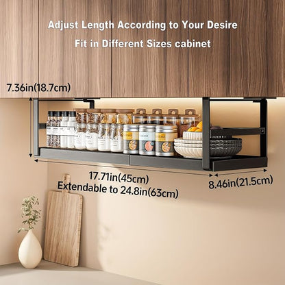 Hanging Under Shelf Storage Basket, Adjustable Width Under Cabinet Add-on - Image 2