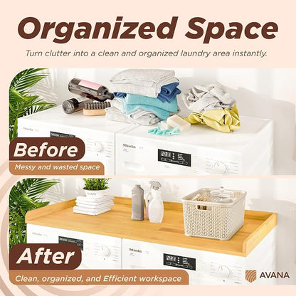 Avana (100% Natural Solid Wood Washer Dryer Countertop – Oak Pine Laundry - Image 6