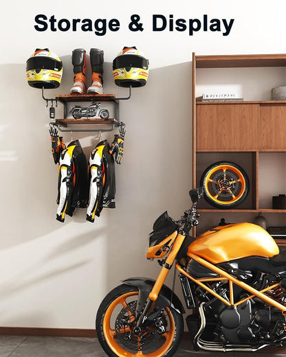 Motorcycle Helmet Holder Wall Mount, 2-Tier Helmet Rack - Image 3