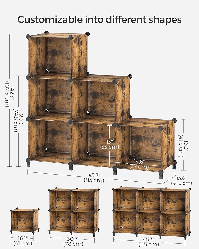 SONGMICS 6 Cube Storage Organizer, Modular Bookshelf, DIY Closet Organizers and - Image 6