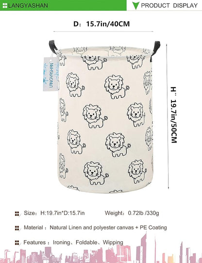 LANGYASHAN Laundry Basket Canvas Fabric Collapsible Organizer Basket - Image 2