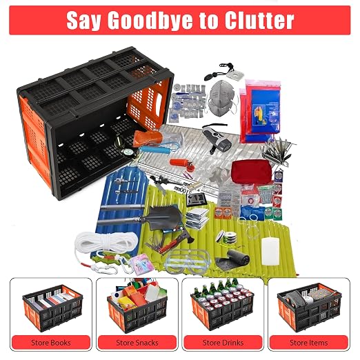 Garvee Collapsible Crate, 55L Foldable Plastic Milk Crate - Image 3
