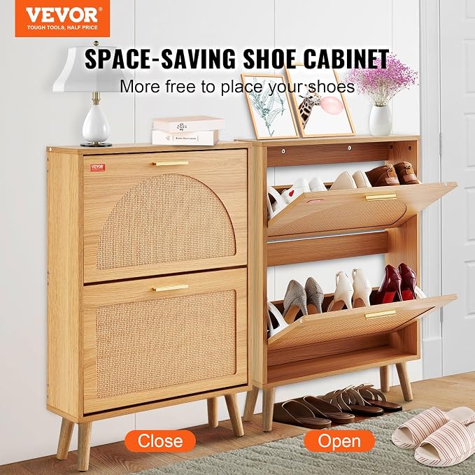 VEVOR Shoe Cabinet with 2 Flip Drawers, Shoe Storage Cabinet - Image 4