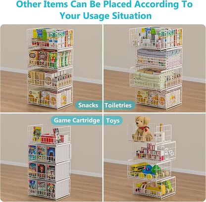 4-Tier Sliding Closet Organizers and Storage Shelves, Stackable Closet Shelf - Image 9
