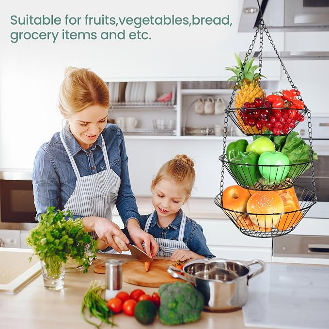 2 Pack 3-tier Hanging Fruit Basket - Image 4