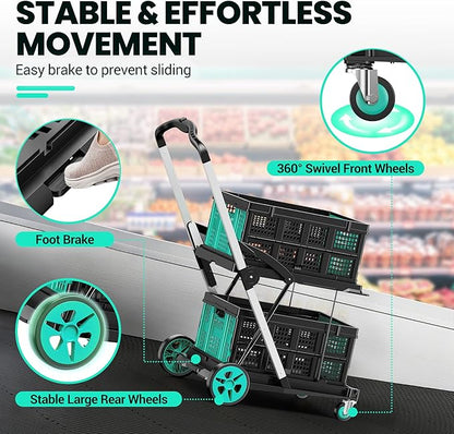 Collapsible Shopping Cart, 8-in-1 200LBS Multi Functional Utility Cart - Image 3
