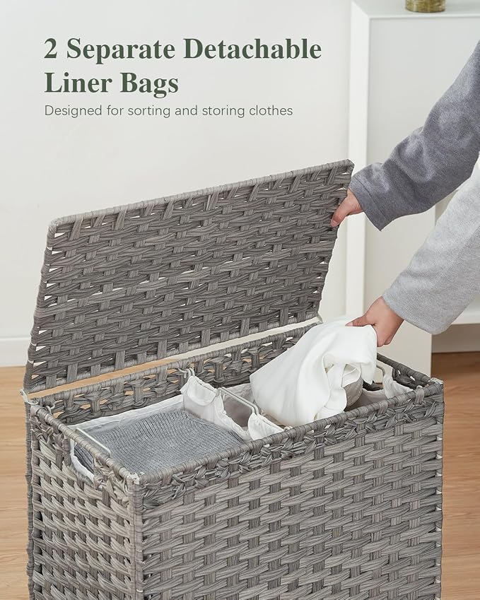 SETVSON Laundry Hamper with Lid, 112 L Handwoven Rattan Wicker Laundry Basket - Image 4