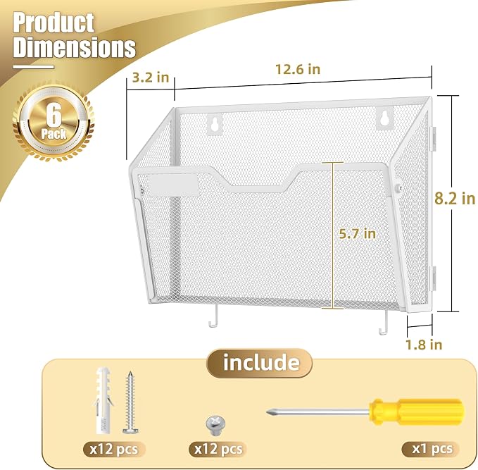 Docnest 6 Pack Mesh Wall File Holders - Image 2