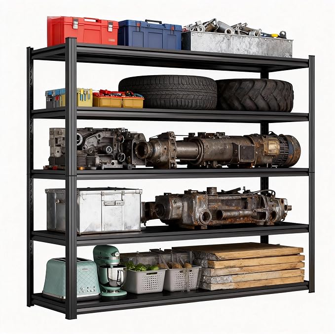 Garage Shelves, 14-48''W Heavy-Duty Storage Shelves, Double-Layer Uprights by Beaunatixx