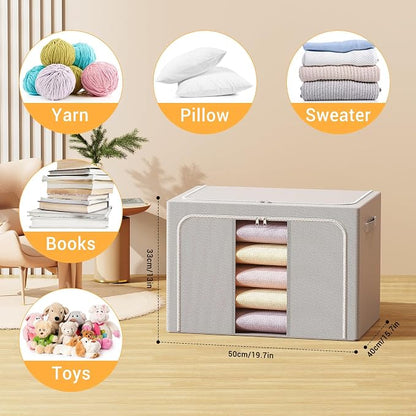 Clothes Storage Bins with Metal Frame Foldable Storage Box Clothes Organizers - Image 6