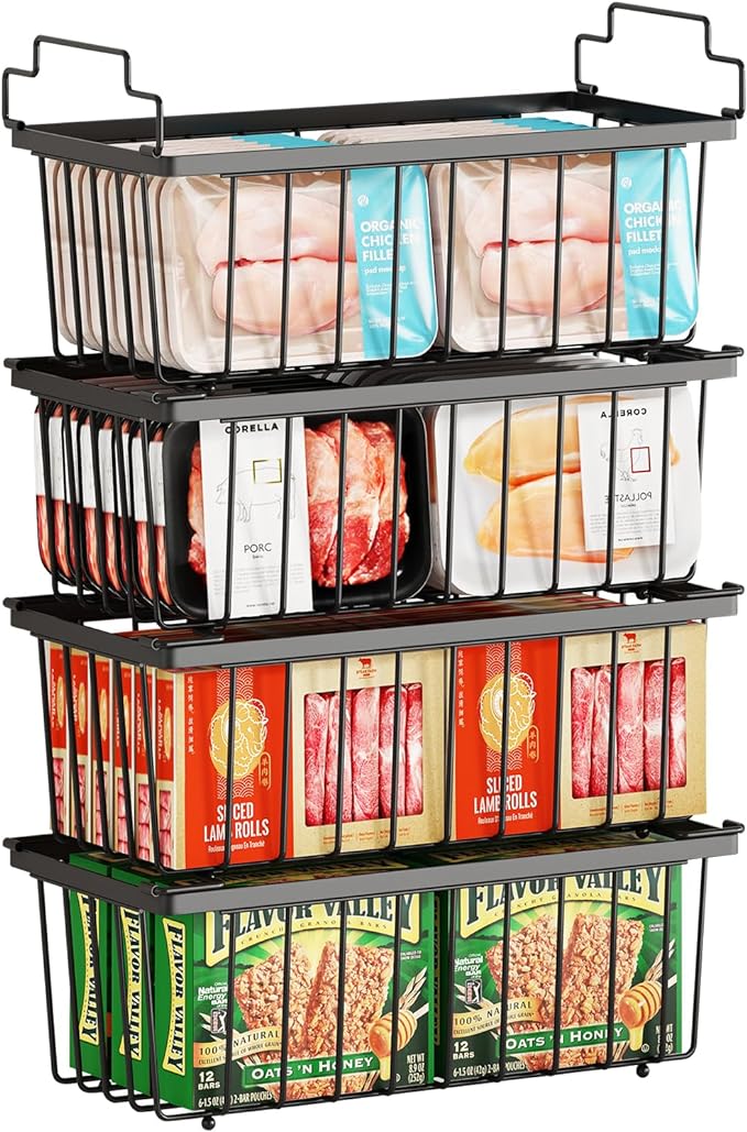 4 Pack Freezer Organizer Bins Suitable by Coobest