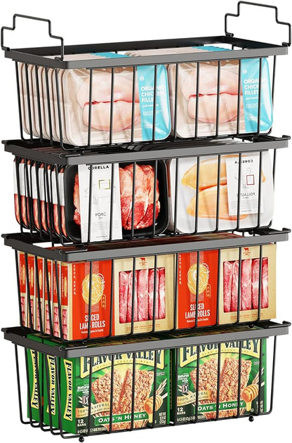 4 Pack Freezer Organizer Bins Suitable by Coobest