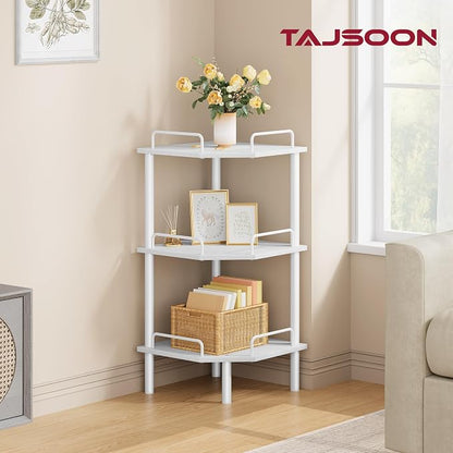 Tajsoon 3 Tier Corner Shelf Stand, Standing Corner Shelf Unit, Industrial Short - Image 2