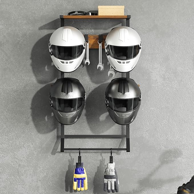 HOOBRO Motorcycle Helmet Rack Wall Mount, Helmet Holder by HOOBRO