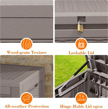 100 Gallon Outdoor Storage Box Waterproof, Resin Deck Box Doubles as 2-Person - Image 3