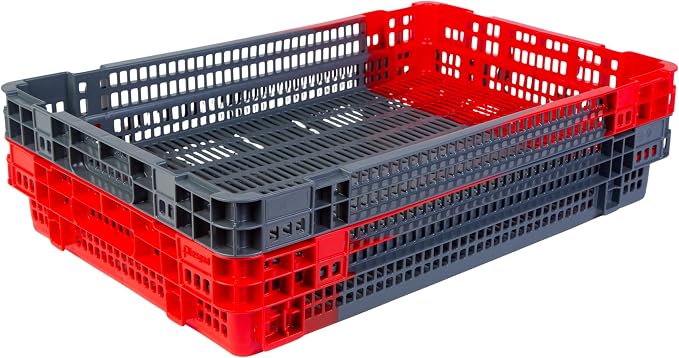Hudson Exchange 23.5 x 15.75 x 4" Agricultural Nest and Stack Vented Crate - Image 4
