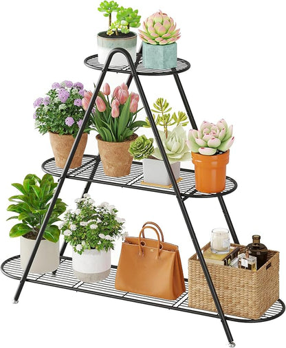 3-Tier Plant Stand Metal Plant Rack Shelf Heavy Duty Indoor Outdoor Shoe Shelf - Image 9