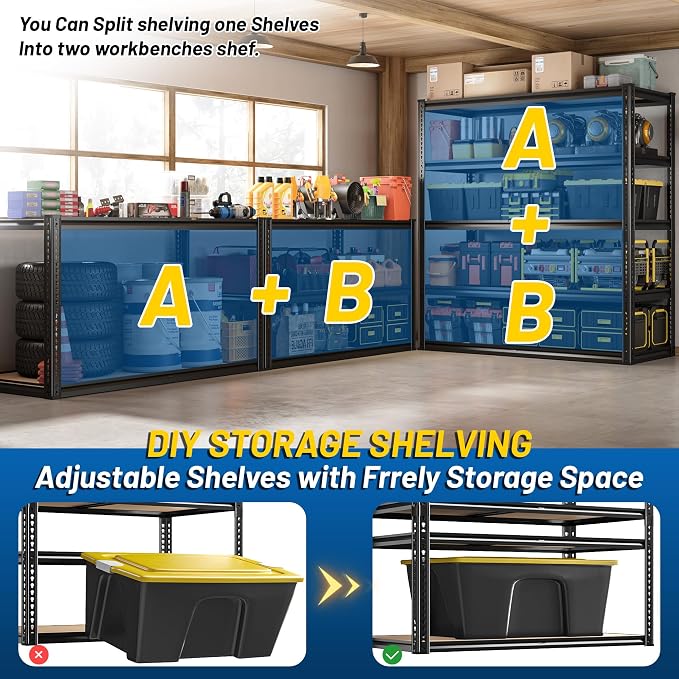 ROOMFAVE 40" W Storage Shelves 5 Tier Garage Shelving Heavy Duty, 2350LBS - Image 7