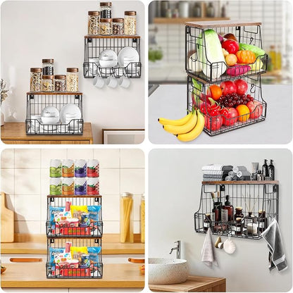 Livabber Fruit Basket for Kitchen, Metal Fruit Vegetable Storage Bin - Image 8