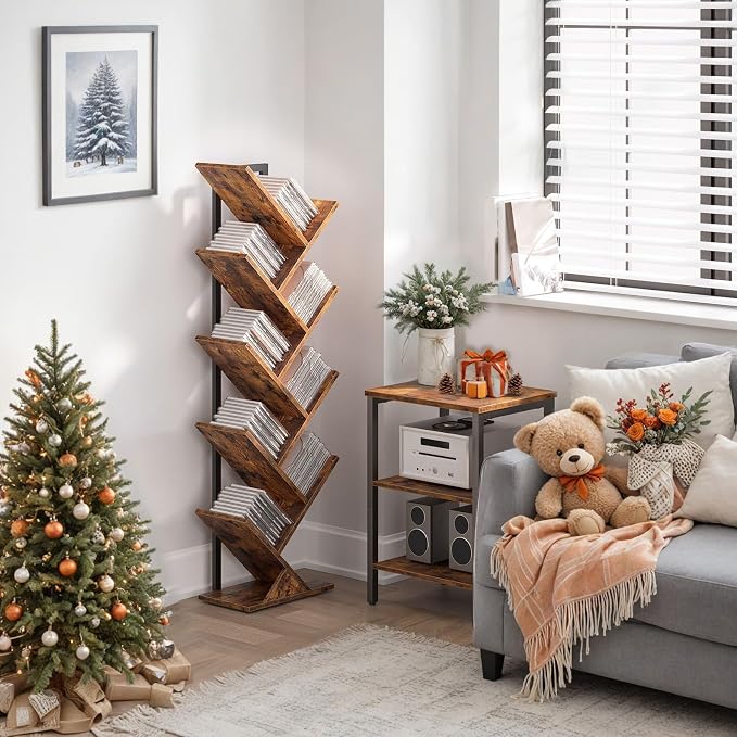 HOOBRO Tree Bookshelf, 9-Tier Bookcase Wooden Shelves, Floor Standing Storage - Image 2
