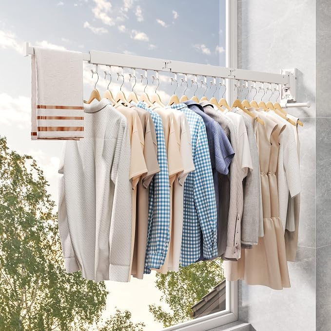 Drying Rack, Wall Mounted Clothes Rack, 220lbs Capacity - Image 4