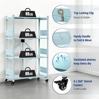 WORKPRO 4-Tier Folding Shelf, No-Assembly Metal Storage Rack - Image 9