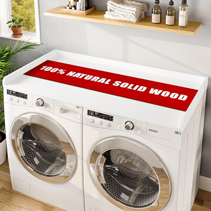 Avana (100% Natural Solid Wood Washer Dryer Countertop – White Pine Laundry by AvanaHome