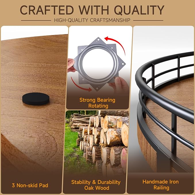Farmhouse Oak 21" Lazy Susan Turntable Organizer - Image 6