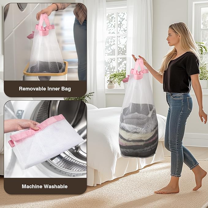 Bathola Laundry Hamper with Lid, Laundry Basket with Removable Bag, - Image 5