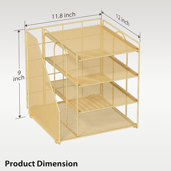 Gold Desk Organizer, 4-Tier Metal Paper Organizer - Image 6