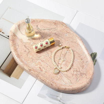 Koville Luxurious Natural Pink Marble Vanity Tray, Cloud Shape Serving Stone - Image 7